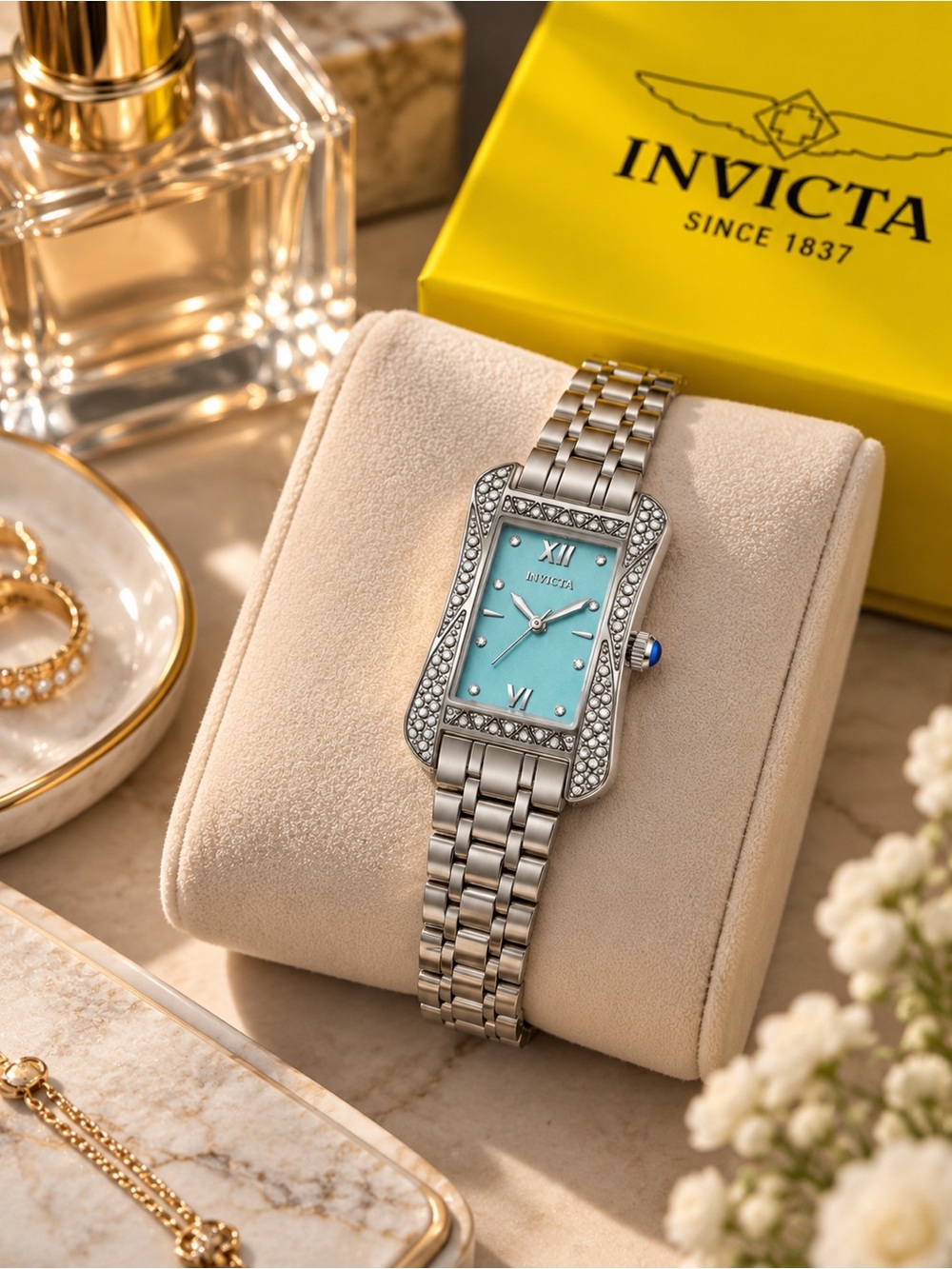 Invicta Wildflower 69280 Women’s Blue Dial Crystal Watch 26mm NWT
